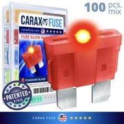 CARAX Glow Fuse - Premium Fuse STANDARD / Regular Blade – 100 pcs Assortment Kit – Glow Blown LED Automotive Fuse – Smart Glow Fuse Easy Identification – MIX 100