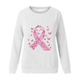 thumbnail image 4 of SOOMLON Womens Breast Cancer Shirts Long Sleeve Ribbon Themed Clothing Crewneck Butterfly Apparel Party Attire Outfits White M, 4 of 4