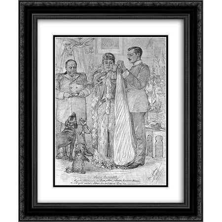 Navy Art Glass Frame - Christian Wilhelm Allers 2x Matted 20x24 Black Ornate Framed Art Print 'Preparing for a navy academy festival'