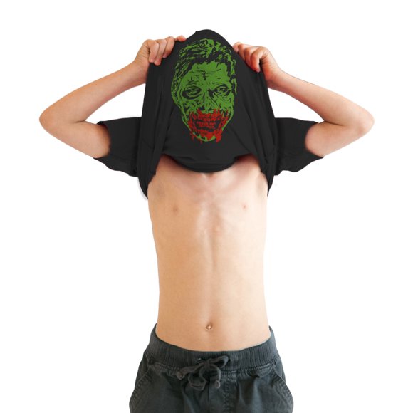 Youth Ask Me About My Zombie Disguise T shirt Funny Halloween Flip Costume Tee (Black) - L