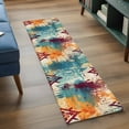 thumbnail image 3 of 2'x6' Rug Runners for Hallways Kitchen, Boho Orange Teal Red Non Slip Entryway Beside Floor Carpet Runner, Modern Abstract Splashing Art Washable Laundry Room Bedroom Throw Rugs Mat for Family Pet, 3 of 8