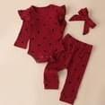 thumbnail image 2 of HCNTES Toddler Baby Girls Outfits Long Sleeve Cartoon Print Romper Tops & Elastic Pants Sets Cute Girls Spring Clothes Set For kids 6 9 12 18 Months(Z03-Wine,6-9 Months), 2 of 6