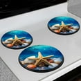 thumbnail image 2 of BaHomeck Electric Stove Burner Covers Set of 4,Round Metal Gas Stove Burner Covers 8 Inch and 10 Inch,Kitchen Decor,Starfish And Seashells In The Sand With Blue Background With Stars, 2 of 2