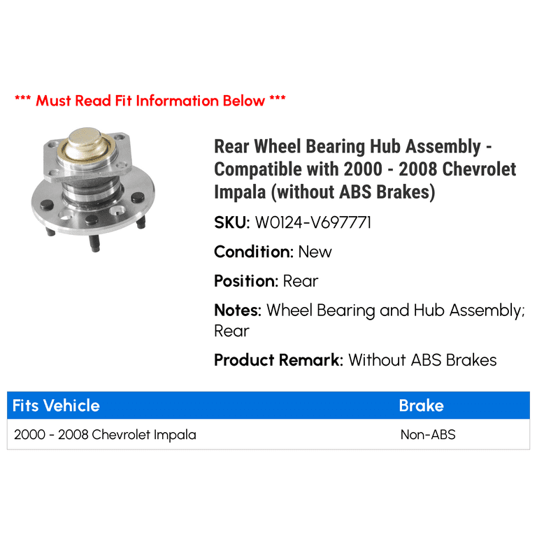 REAR Wheel Hub Bearing Assembly Fit ALLURE/IMPALA/GRAND PRIX.. NON REAR Wheel Hub Bearing Assembly Fit ALLURE/IMPALA/GRAND PRIX.. NON