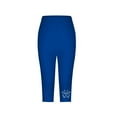 thumbnail image 4 of ZQUUVOU Women's Capris Summer High Waisted Solid Color Slim Fitting Yoga Gym Pants(Blue,M), 4 of 4