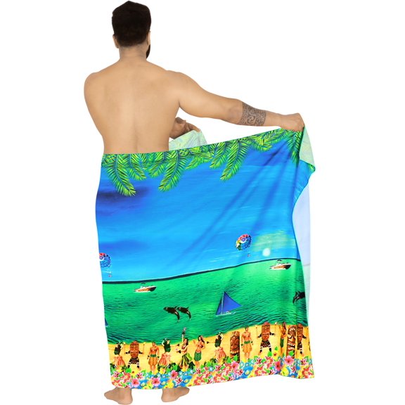 HAPPY BAY Men's Pareo Swim Trunk Holiday Sarong Long Beach Wrap One Size Ocean, Beach Summer Vacation Party