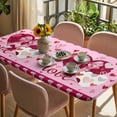 thumbnail image 3 of Happy Valentine's Day Table Cloths for 5 Foot Rectangle Tables, Pink Love Hearts Romantic Patio Waterproof Elastic Fitted Tablecloths, Washable Rectangular Table Cover for Camping, 3 of 8