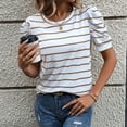 thumbnail image 5 of Rezuofi 1 Pcs Women's Short Puff Sleeve Knit Tops 2025 Trendy Crewneck Striped T Shirts Casual Summer Blouses, 5 of 8