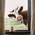 thumbnail image 1 of Calcomanía de pared de vaca divertida, pegatinas de ventana de jirafa, pegatina de coche de animales, pegatina de pared de vaca que mira, calcomanía de despegar y pegar, rústica, 1 of 5
