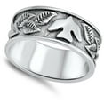 thumbnail image 4 of Oxidized Dove Leaf Christian Savior Ring 925 Sterling Silver Band Jewelry Female Male Unisex Size 9, 4 of 4