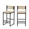 thumbnail image 4 of Spaco Woven Bar Stools Set of 2, Counter Height Barstools， Bar Stools with Backrest, Paper Rope Weave Dining Chairs for Kitchen Island, Black & Creamy White, 4 of 18