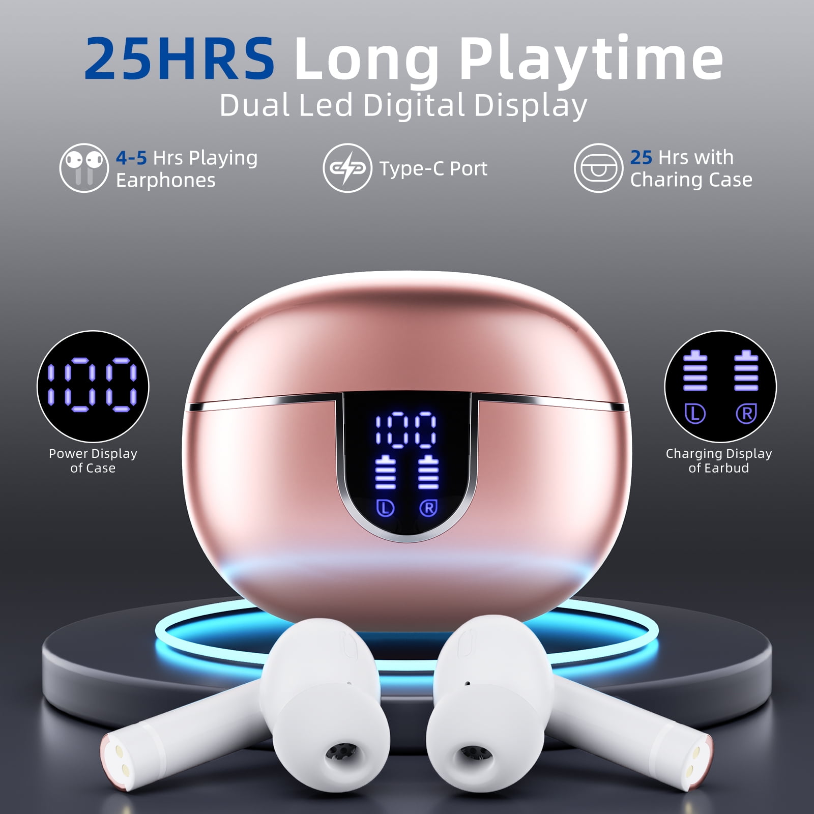 Weofly Balled Wireless Earbuds, in Ear Bluetooth Headphones for iPhone Android Waterproof Ear Buds
