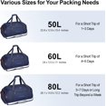 thumbnail image 2 of Airport Luggage Checked Bag - 60L Travel Duffle Bag for 4-5 Day Short Trip, Compact Foldable Travel Duffel Bags for Traveling with Shoe Compartment for Men Women, Checked Luggage, Dark Blue, 2 of 19