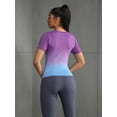 thumbnail image 5 of Charmo Workout Tops for Women Short Sleeve Seamless Gym Shirts Gradient Yoga Top Slim Fit, 5 of 5