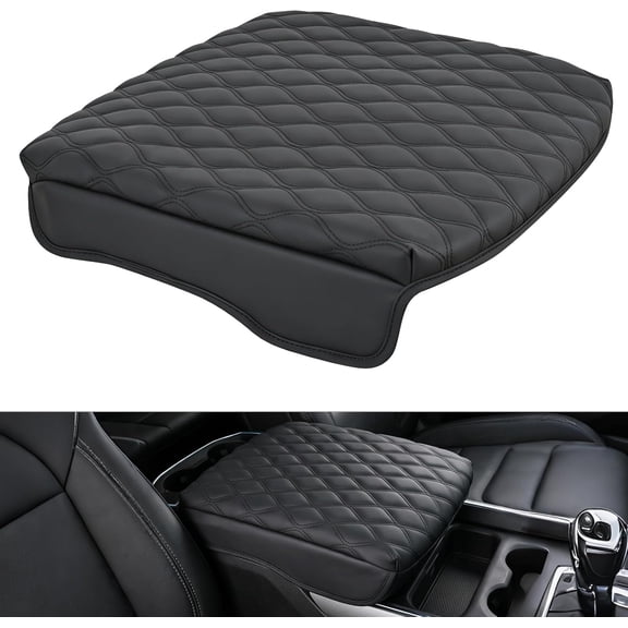 Nilight Center Console Cover Fit for Dodge Ram 1500/2500/3500 2019-2025 2026 Bucket Seat Accessories Nappa Leather Armrest Cover for Car Waterproof Middle Arm Rest Cover Pad Armrest Box Cushion,Black