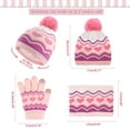 thumbnail image 4 of FZ FANTASTIC ZONE Kids Winter Knit Pompom Hat, Scarf & Glove Set, Pink, 3-Piece, 4 of 6