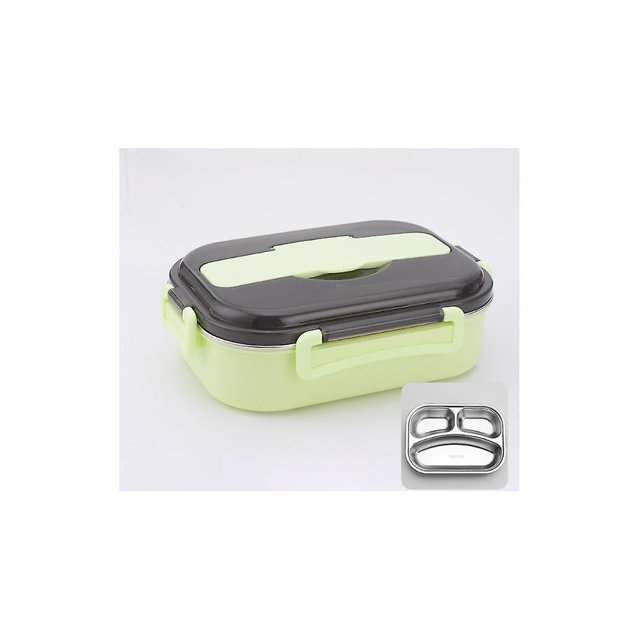 Fiambrera de acero inoxidable 304 con compartimentos y calefacción, para comida rápida, para trabajadores de oficina, color verde