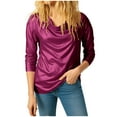 thumbnail image 3 of Oplxuo Metallic Shiny Cowl Neck Shirts for Women Dressy Loose Long Sleeve Going Out Casual Tunic Tops Party Blouse, 3 of 6