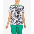 thumbnail image 4 of Alfred Dunner Womens Petite  Etched Leaves Emerald Trim Top, 4 of 6