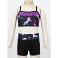 thumbnail image 5 of Linjinx Girls 2pcs Dance Outfit Sequins Mermaid Scales Printed Gym Athletic Set Swimwear Bathing Suit Dark Night Black 10, 5 of 9