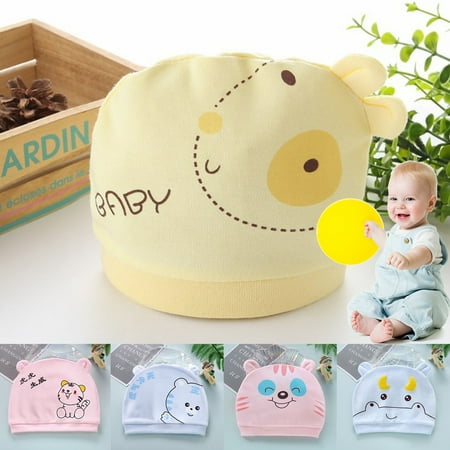 

Waroomhouse 2Pcs Infant Hat Breathable All Matched Cotton Cartoon Comfortable Newborn Beanie Baby Accessories