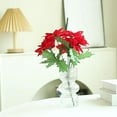 thumbnail image 6 of Zawou Artificial Red Poinsettias Bouquet with Seven Silk Flower Heads for Christmas Party Decoration, Table Centerpiece, Holiday Arrangement, Indoor Festive Display, and Seasonal Home Accent, 6 of 6