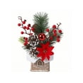 thumbnail image 5 of Small Artificial Christmas Tree Tabletop Decoration - Mini Tree With Red Berry And Pine Cone Ornaments On Red Stump For Indoor Holiday Decor, 5 of 11