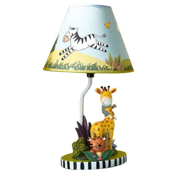 Small Jungle Animal Table Lamp, Childrens Animal Lampshade