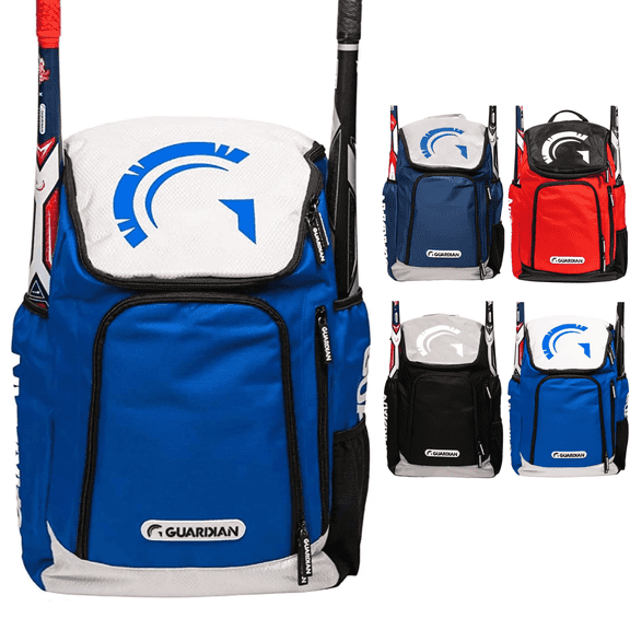 Guardian Titan Baseball Bags for Youth Boys - Kids Baseball Bag - Durable Bat Bag - Holds 2 Bats - Hook to Hang on Fence - Royal/White - New