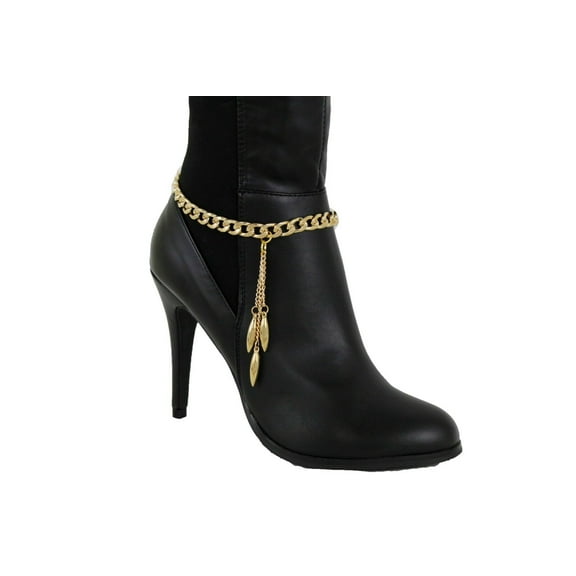 Women Boot Bracelet Chain Gold Metal Tassel Shoe Charm Anklet Fringe Dangle