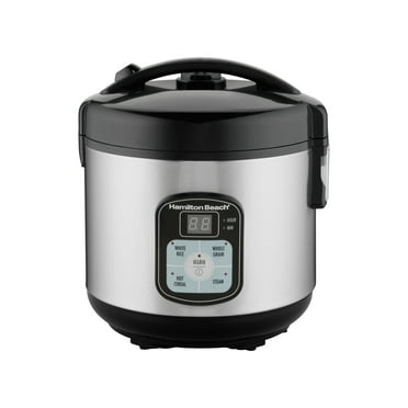 Hamilton Beach 8 Cup Rice Cooker & Food Steamer with Steam & Rinse Basket, Stainless Steel
