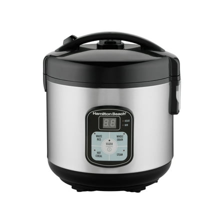 Hamilton Beach 8 Cup Rice Cooker & Food Steamer with Steam & Rinse Basket, Stainless Steel