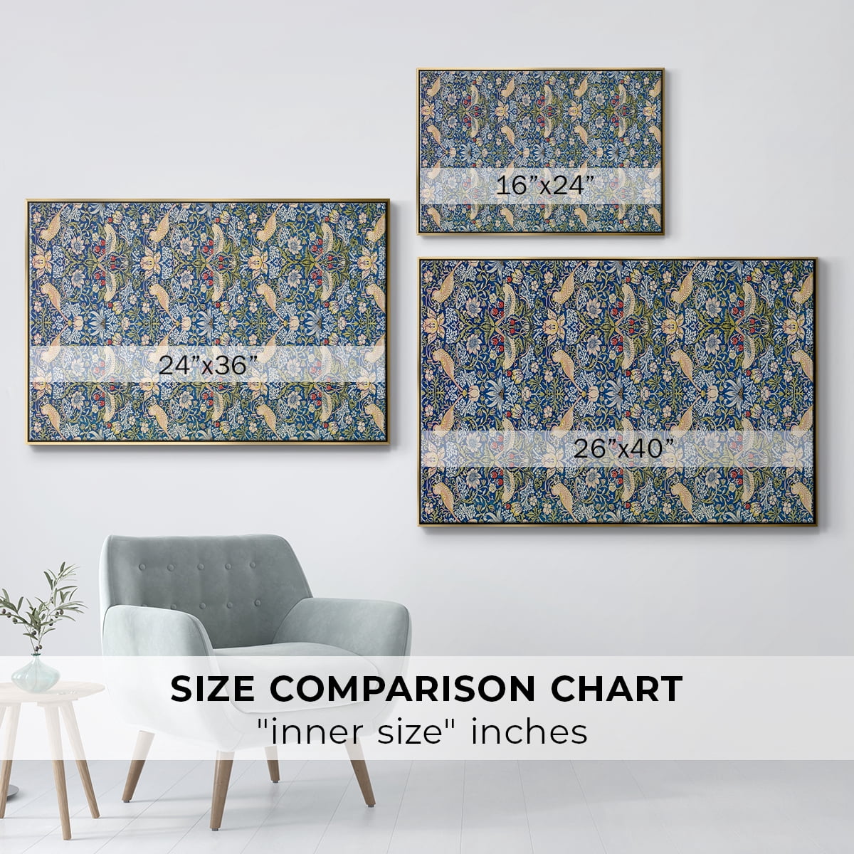 Vintage Abstract Print-XXI Framed in Gold Wood Gallery Wrapped Canvas 25 in. x 37 in.