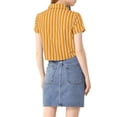thumbnail image 4 of INSPIRE CHIC Women's Stripe Button up Short Sleeve Tie Front Short Shirts L Yellow, 4 of 8