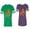Men Green / Women Purple, variant on Clyde Bonnie Unisex Couple Matching Cotton Jersey style T-Shirt Contrasting stripes on sleeves (Men Green / Women Green) (Men XL / Women S)
