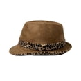 thumbnail image 3 of WITHMOONS Leopard Band Fedora Hat Short Brim Suede Trilby LD61466 (Beige), 3 of 4