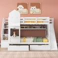 thumbnail image 2 of Full-Over-Full Castle Style Bunk Bed with 2 Drawers 3 Shelves and Slide - White, 2 of 8