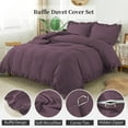 thumbnail image 2 of BedDecor 100% Egyptian Cotton Ruffle Trim Fringe Duvet Cover Set: Elegance with a Delicate Touch |Oversize King, Plum, 2 of 5