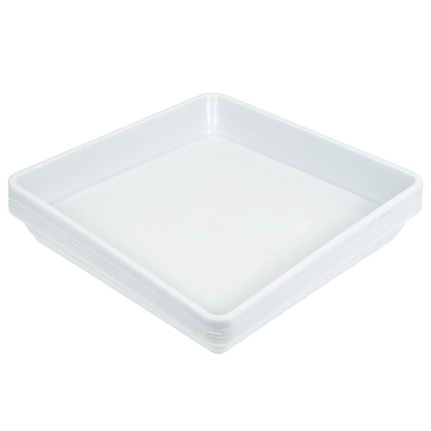 Planta Maceta Platillo 7 Pulgadas Plástico Cuadrado Flor Goteo Bandeja para Interior Exterior Blanco Paquetes de 6