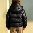 thumbnail image 4 of Jalioing Toddler Kids Winter Puffer Jacket Solid Color Long Sleeve Zipper Up Hooded Coat Thermal Puffy Jacket 1-10 Years, 4 of 6