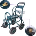 thumbnail image 4 of Garden Hose Reel Cart - 4 Wheels Portable Garden Hose Reel Cart with Storage Basket Rust Resistant Heavy Duty Water Hose Holder, 4 of 6