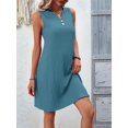 thumbnail image 4 of Women Summer Dresses for Island Vacation Sleeveless V Neck Tunic Dress Casual Beach Sundress Sea Blue M, 4 of 8