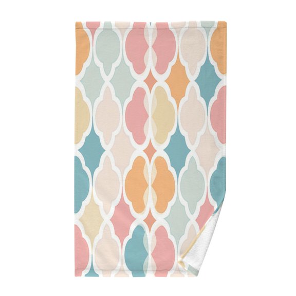 Yayeee 100% Cotton Hand Towels for Bathroom 16" x 28" Soft Absorbent Kitchen Towel, Pink Abstract Pattern