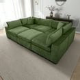 thumbnail image 3 of Fremont Mid Century Modern Modular Olive Green Velvet Comfy Sectional Couch, 3 of 6