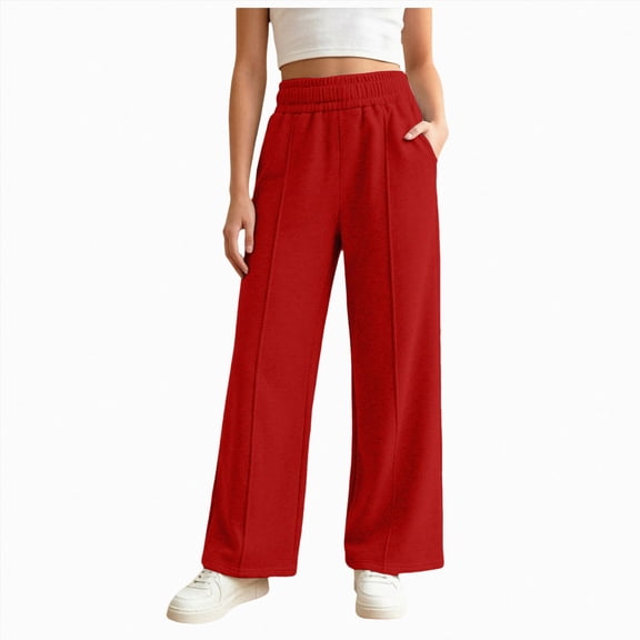Xyant Girls Oversized Wide Leg Sweatpants Tween Girls Baggy Elastic Waisted Sweatpants Straight Leg Athletic Joggers with Pockets,Size 12-13 Years