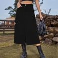 thumbnail image 2 of Loopsun Womens Skirts, Skirts for Women, Women's Denim Casual Wear Pocket Skirt Casual Mid Length Skirt Black, 2 of 5