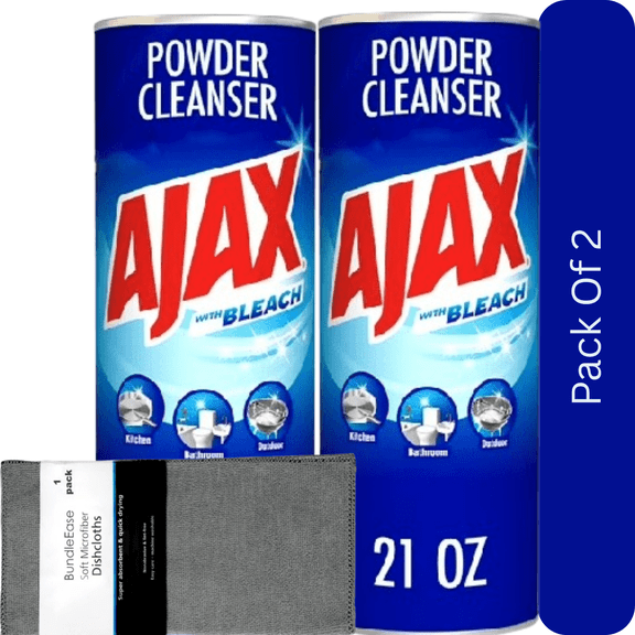 Ajax 21 oz Scratch-Free Powder Cleaner with Bleach with Microfiber Solid Color Towel by BundleEase