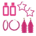 thumbnail image 5 of Pendientes de Barbie de color rosa y rojo con borlas geométricas colgantes, 5 of 5