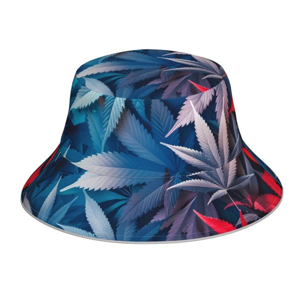 Balery Red And Blue Leaves Sombreros para el sol para hombre y mujer, sombrero de pescador con UPF 50+
