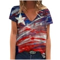thumbnail image 1 of Moda para mujer Tops Printe Casual Loose Fit Camisetas Blusa Estampado con cuello en V Camisa Pompotops hkajfhjk465411, 1 of 5